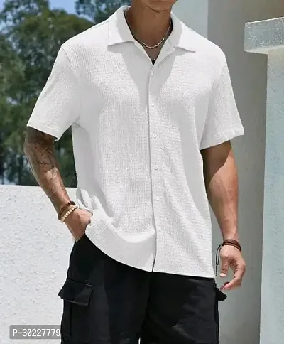 Stylish White Cotton Solid Regular Fit Shirt For Men