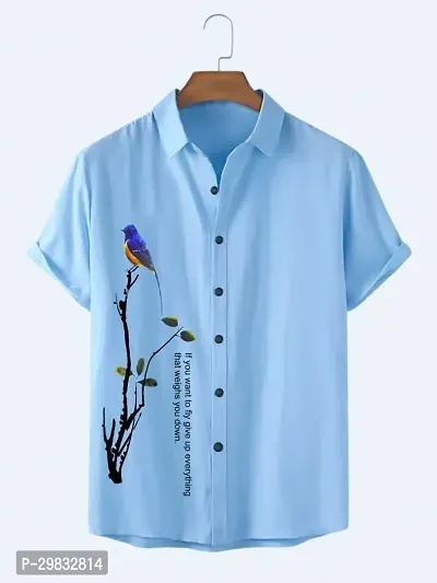 Reliable Blue Polycotton Printed Casual Shirt For Men-thumb0