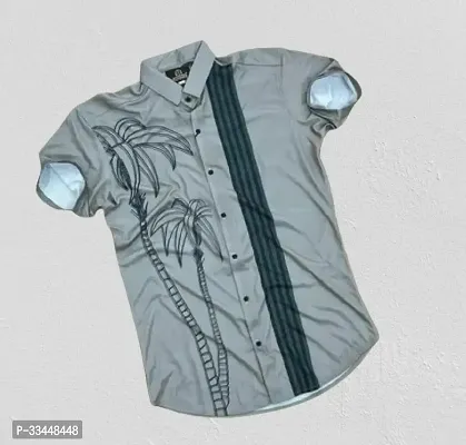 Reliable Grey Cotton Printed Casual Shirt For Men-thumb0