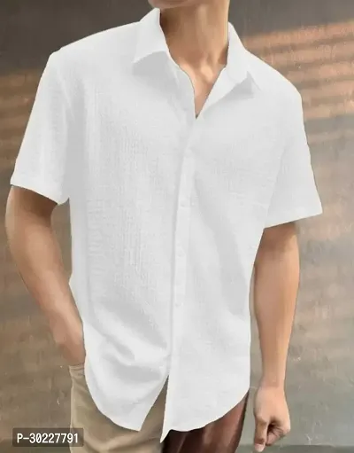 Stylish White Cotton Solid Regular Fit Shirt For Men-thumb0