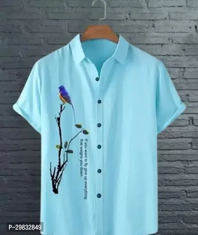 Reliable Blue Polycotton Printed Casual Shirt For Men-thumb0