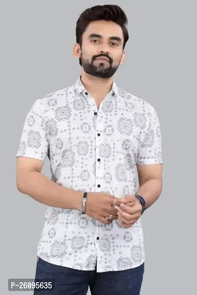 Classic Cotton Blend Printed Short Sleeves For Men