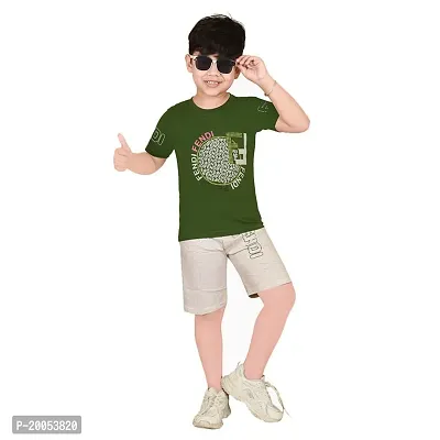 Stylish Cotton Multicoloured Printed T-Shirts With Shorts For Boys-thumb0