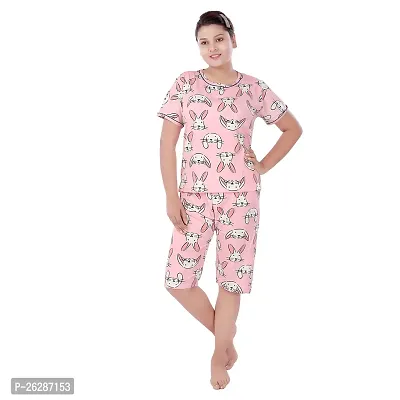 Stylish Regular Printed Cotton Top And Pyjama Set For Women
