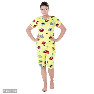 Stylish Regular Printed Cotton Top And Pyjama Set For Women