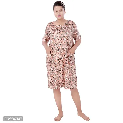 Stylish Regular Printed Cotton Nightdress For Women-thumb0