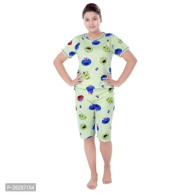 Stylish Regular Printed Cotton Top And Pyjama Set For Women-thumb0