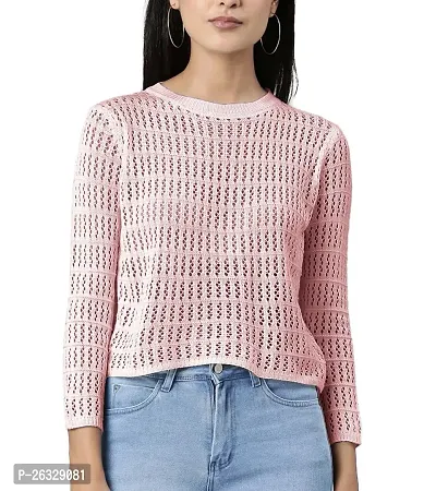 Elegant Multicoloured Acrylic Striped Top For Women