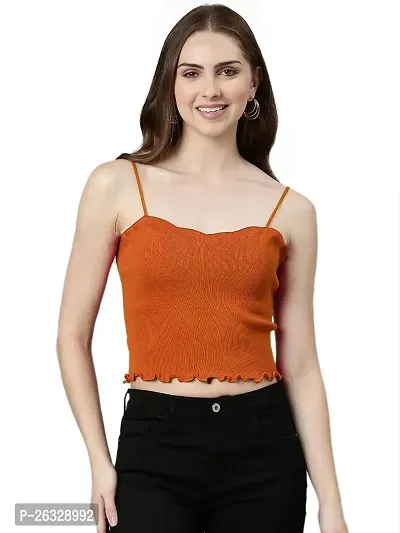 Elegant Orange Acrylic Solid Top For Women-thumb0