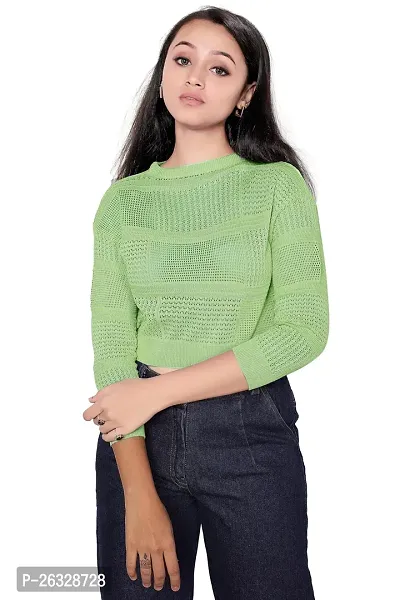 Elegant Green Acrylic Solid Top For Women