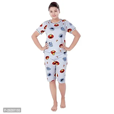 Stylish Regular Printed Cotton Top And Pyjama Set For Women-thumb0