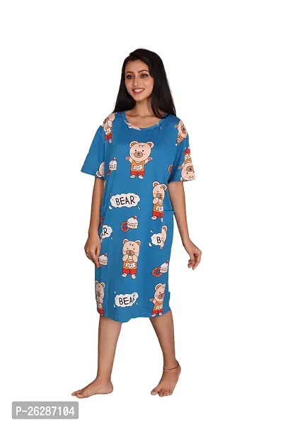 Stylish Regular Printed Cotton Nightdress For Women-thumb0