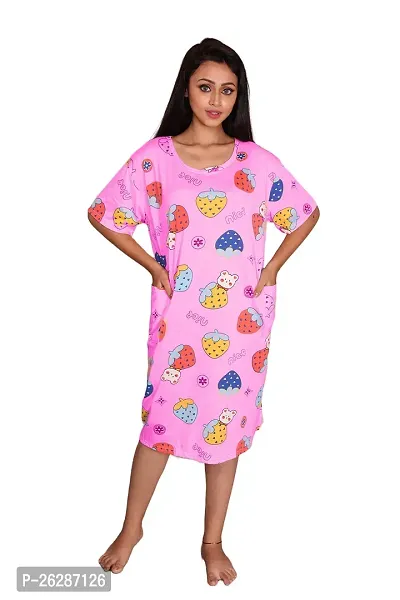 Stylish Regular Printed Cotton Nightdress For Women-thumb0