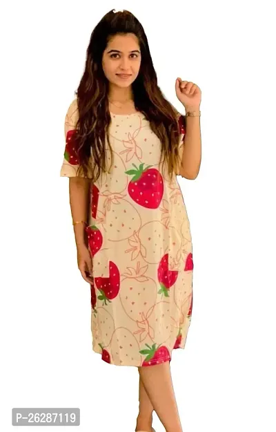 Stylish Regular Printed Cotton Nightdress For Women