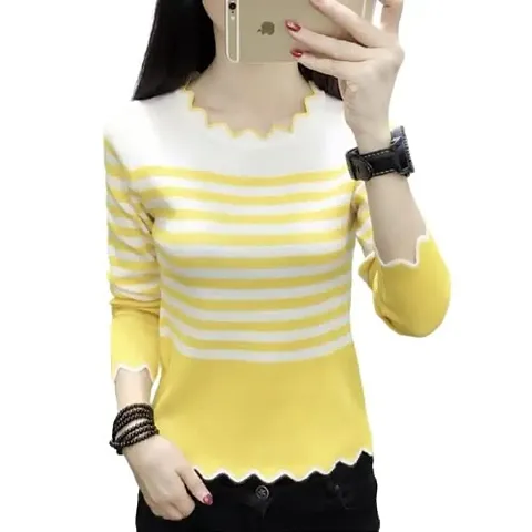 Elegant Acrylic Striped Top For Women