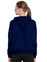 Stylish Navy Blue Cotton Blend Printed Sweatshirts For Women-thumb3