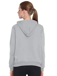 Stylish Grey Cotton Blend Printed Sweatshirts For Women-thumb3