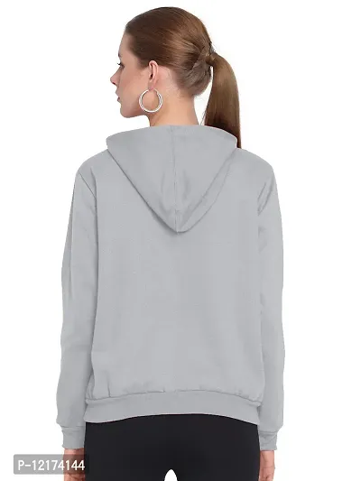 Stylish Grey Cotton Blend Printed Sweatshirts For Women-thumb4