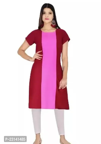 Stylish Red Pima Cotton Stitched Kurta For Women-thumb0