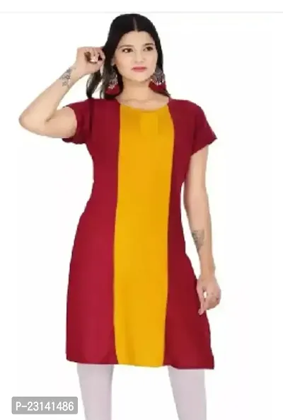 Stylish Red Pima Cotton Stitched Kurta For Women