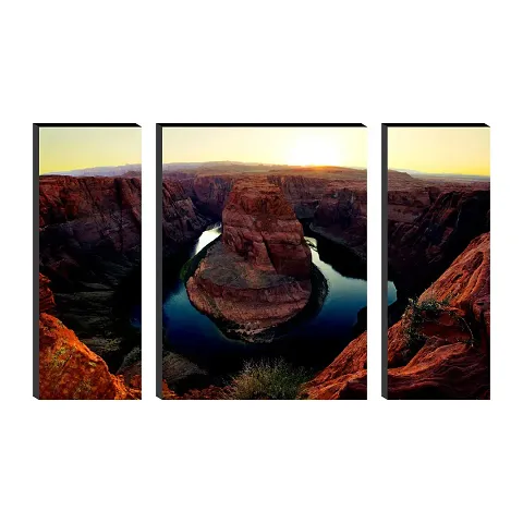 HELGA 12 x 18 Inch Waterfall Set of 3 UV Coated Painting 12 X 18 Inch Painting