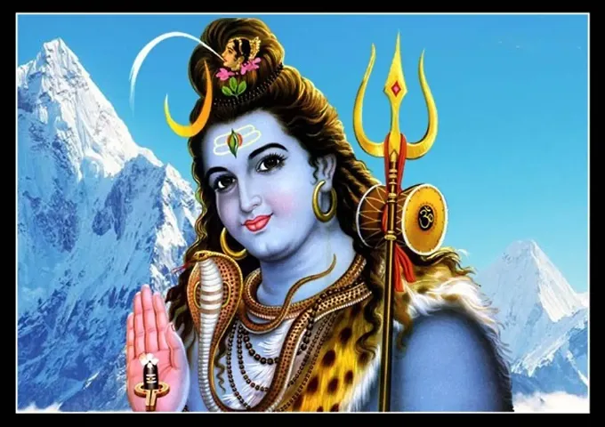 Lord Shiv Ji | Mahadev Wall Painting With Frame | Photo Frame For Home | Painting For Living Room | Drawing Room  Office Wall D�co (10X12) (sky)