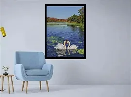 Wall Hanging Scenery Ducks In River Photo Framed Poster For Home Decoration Living Room Bedroom Gift Wall Frames L x H 9Inches x 12 Inches-thumb2