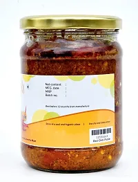 Handmade by Mom Stuffed Red Chilli Pickle in Cold Pressed Mustard Oil - Authentic | Handpicked Raw Chilies | No Preservatives/Colors | Hygienic Practices | 500g Glass Jar-thumb1