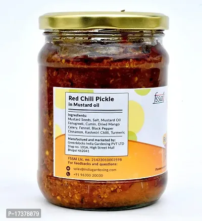 Handmade by Mom Stuffed Red Chilli Pickle in Cold Pressed Mustard Oil - Authentic | Handpicked Raw Chilies | No Preservatives/Colors | Hygienic Practices | 500g Glass Jar-thumb3
