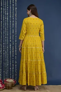 Long Gown Rayon Fabric Print Embroidery Work Gota Work Anarkali Gown for Women-thumb1