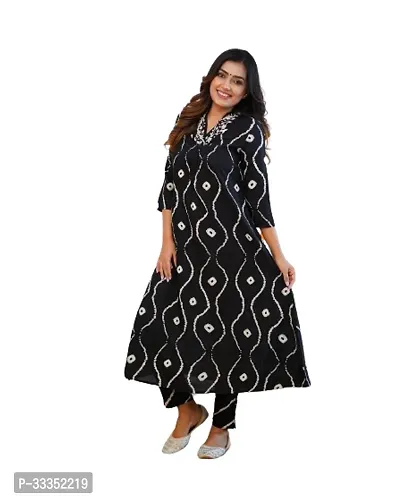 Three Quarter Sleeves Rayon Kurta Pant Set for Women with Exquisite Hand Work Detailing-thumb0