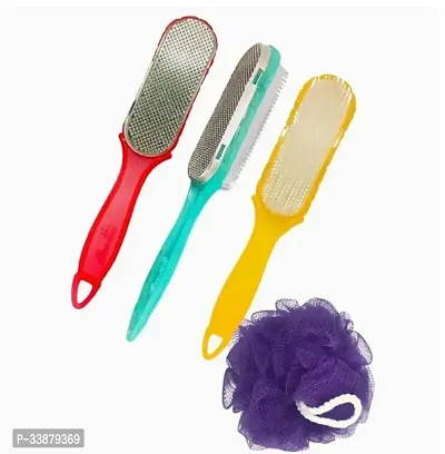 Combo pack Foot scrubber with free Juna Round Loofah Complete Pedicure kit Colourful 4pics-thumb0