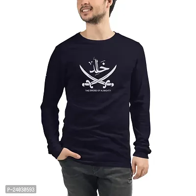 Khalid Bin Waleed Round Neck Full Sleeve Islamic T-Shirt Navy Blue