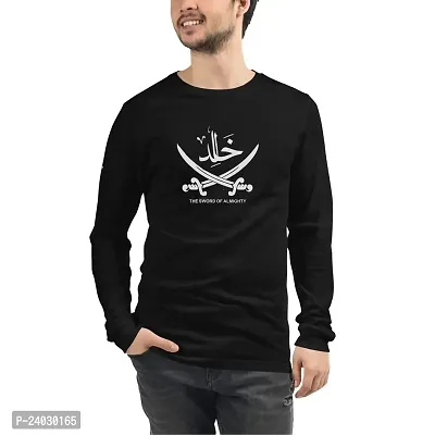 Khalid Bin Waleed Round Neck Full Sleeve Islamic T-Shirt Black