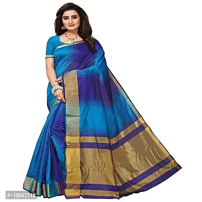 Alka Fashion Women's Full Crushed Printed Pure Poly Cotton Saree With Unstitched Blouse Piece (Sky Blue)-thumb0