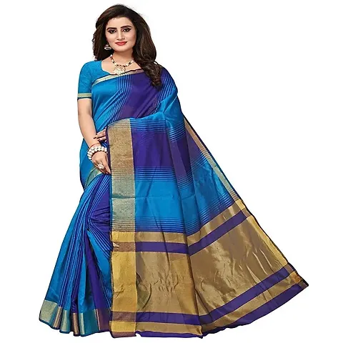 Alka Fashion Women's Full Crushed Pure Poly Saree With Unstitched Blouse Piece (Sky Blue)