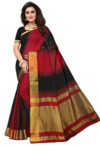 Alka Fashion Women's Full Crushed Printed Pure Poly Cotton Saree With Unstitched Blouse Piece (Black)-thumb2