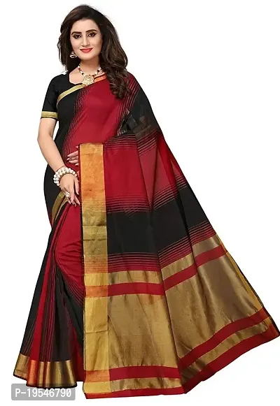 Alka Fashion Women's Full Crushed Printed Pure Poly Cotton Saree With Unstitched Blouse Piece (Black)-thumb3