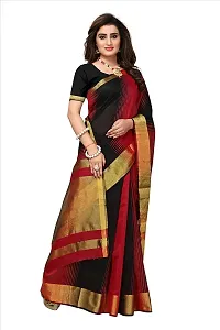 Alka Fashion Women's Full Crushed Printed Pure Poly Cotton Saree With Unstitched Blouse Piece (Black)-thumb1