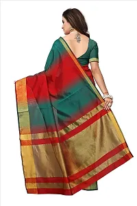 Alka Fashion Women's Full Crushed Printed Pure Poly Cotton Saree With Unstitched Blouse Piece (Dark Green)-thumb3