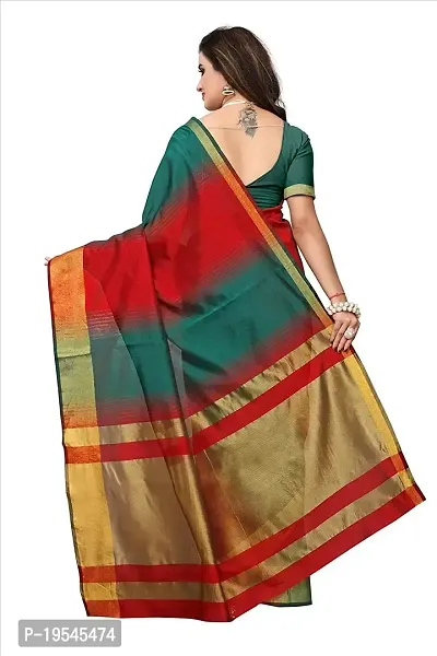 Alka Fashion Women's Full Crushed Printed Pure Poly Cotton Saree With Unstitched Blouse Piece (Dark Green)-thumb4