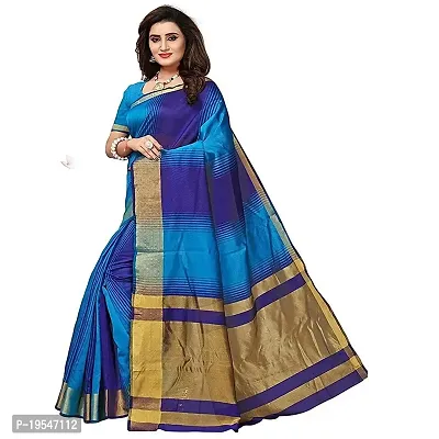 Alka Fashion Women's Full Crushed Printed Pure Poly Cotton Saree With Unstitched Blouse Piece (Sky Blue)-thumb3