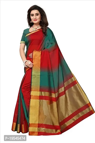 Alka Fashion Women's Full Crushed Printed Pure Poly Cotton Saree With Unstitched Blouse Piece (Dark Green)-thumb3