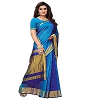 Alka Fashion Women's Full Crushed Printed Pure Poly Cotton Saree With Unstitched Blouse Piece (Sky Blue)-thumb1