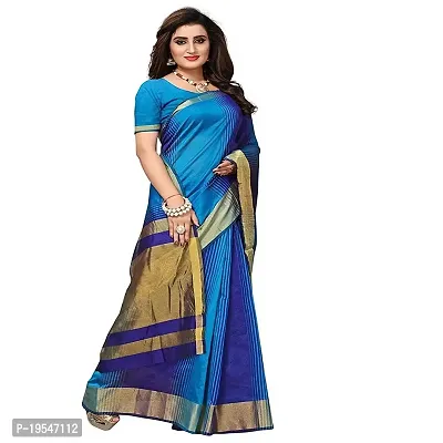 Alka Fashion Women's Full Crushed Printed Pure Poly Cotton Saree With Unstitched Blouse Piece (Sky Blue)-thumb2