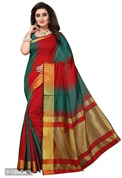 Alka Fashion Women's Full Crushed Printed Pure Poly Cotton Saree With Unstitched Blouse Piece (Dark Green)