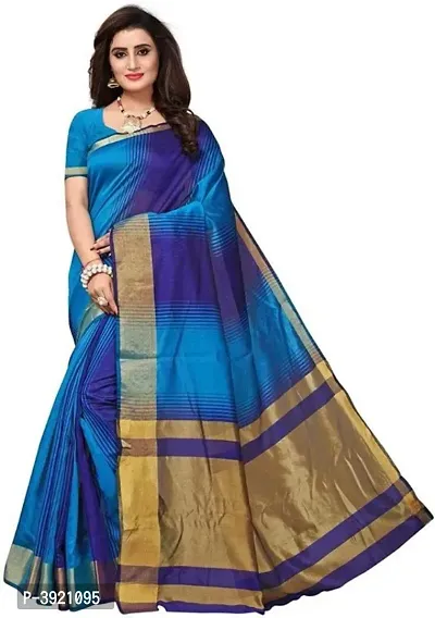 Latest Attractive Cotton Blend Saree with Blouse piece