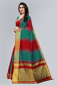 Multicoloured Cotton Silk Saree With Blouse Piece-thumb2