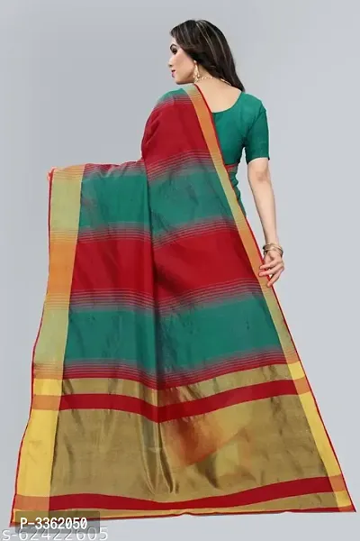 Multicoloured Cotton Silk Saree With Blouse Piece-thumb4