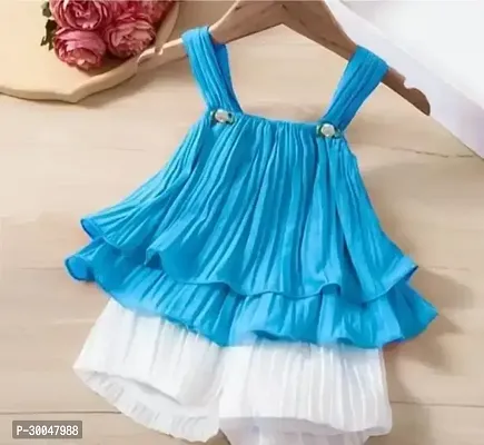 Fabulous Blue Cotton Blend Frock For Girls-thumb0